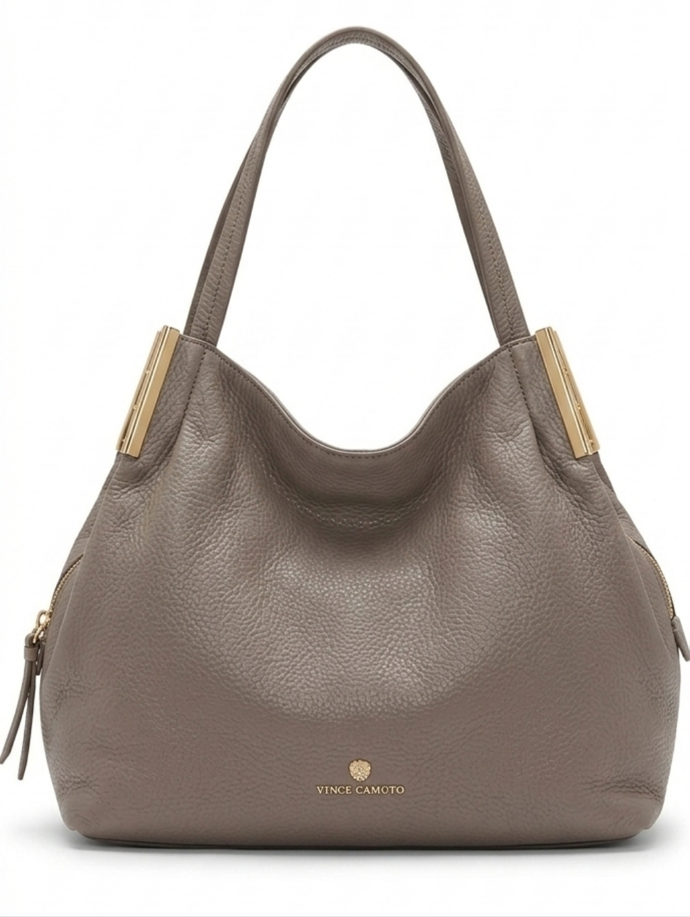 Vince Camuto Tina Tote Satchel Hobo Bag Smokey Quartz, Taupe Grey